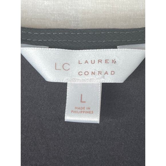 Lauren Conrad dark floral sheer overlaid top size L, EUC - Picture 2 of 13